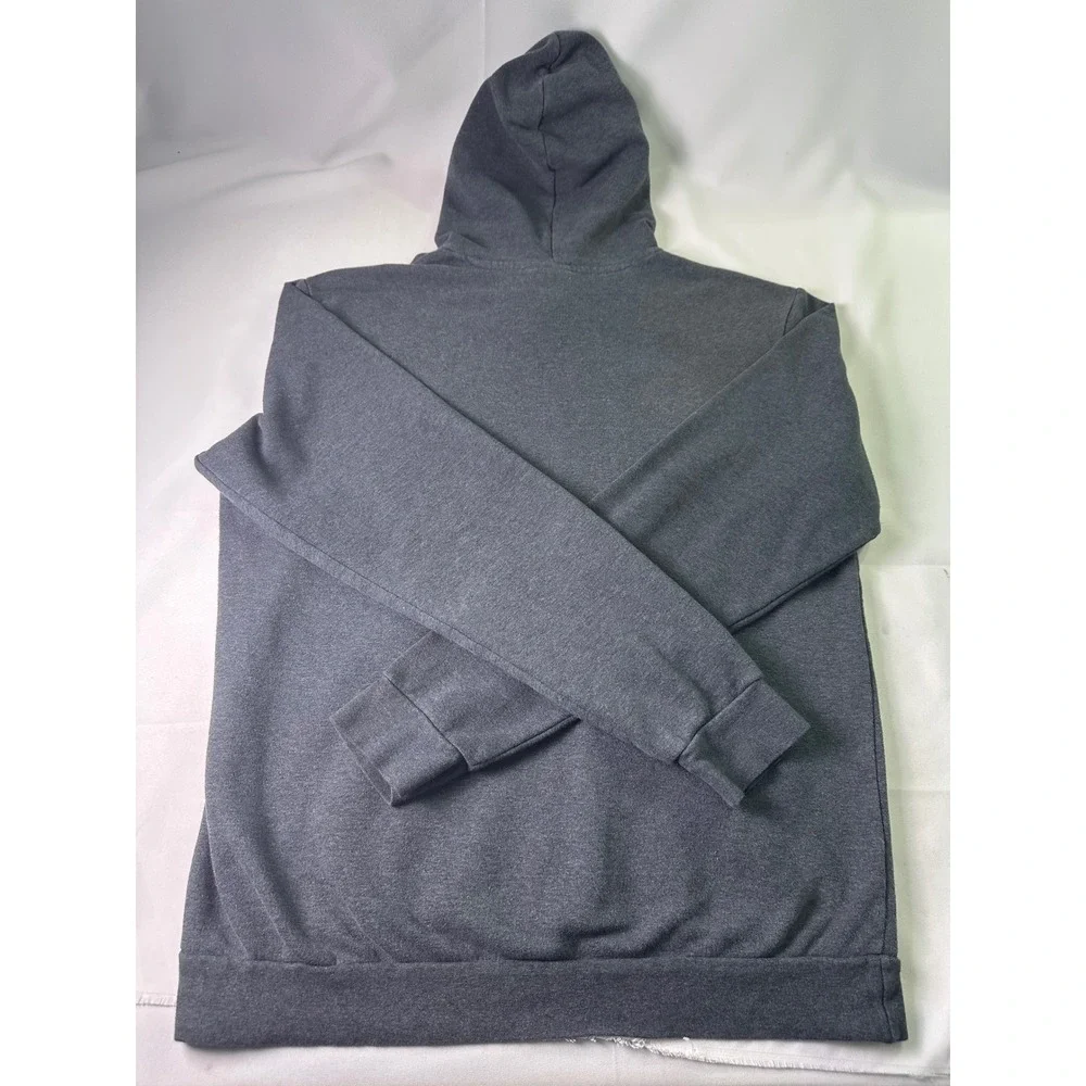 Adidas Mens Medium Charcoal Gray Pullover Hoodie Trefoil‎ Logo Fleece Sweatshirt